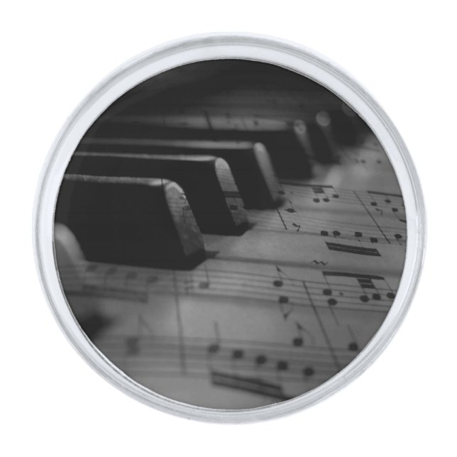  Music Piano Keys Silver Finish Lapel Pin (Front)