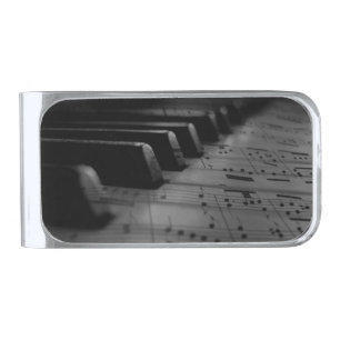  Music Piano Keys Silver Finish Money Clip
