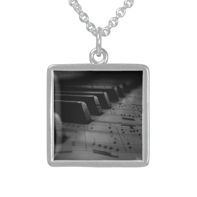  Music Piano Keys Sterling Silver Necklace (Front)