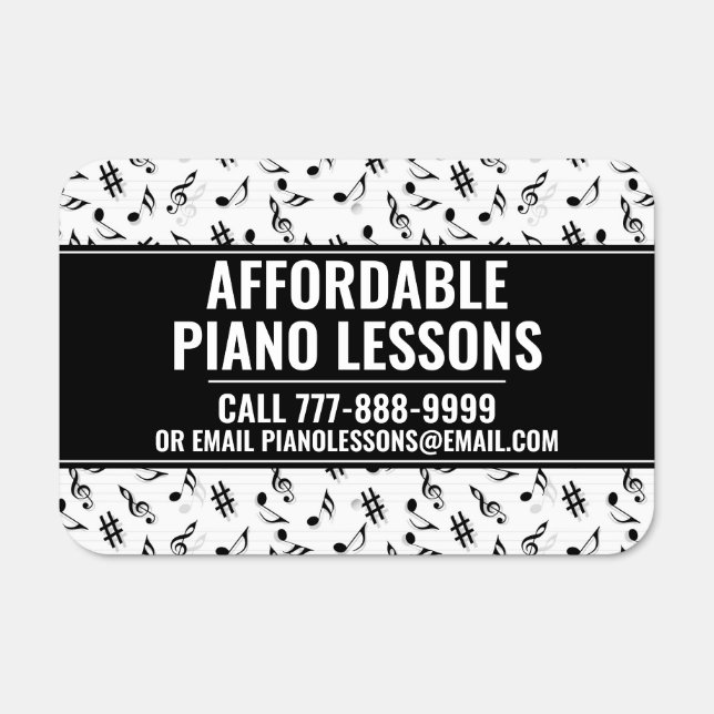 Music Piano Lessons Music Notes Sign (Front)