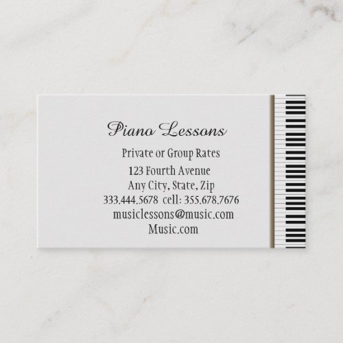 Music  Piano Lessons Teacher Instructor Tutor  Business Card