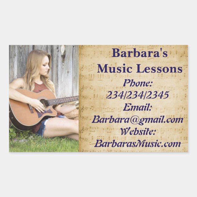 Music Piano or Violin Lessons Promotional Stickers (Front)