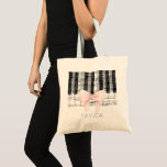 music piano pink bow name tote bag<br><div class="desc">music piano floral personalized name bag</div>