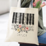 Music Piano Roses On Grey Foliage Tote Bag at Zazzle