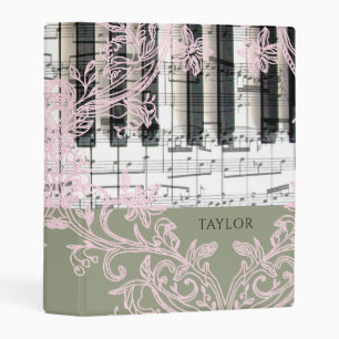 music piano sage green pink design mini binder