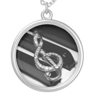 Music Piano Silver Plated Necklace
