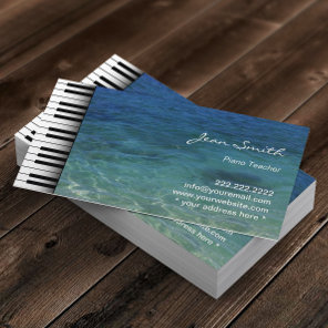 Music Piano Teacher Beach Sea Water Business Card