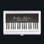 Music Piano Teacher Business Card Holder<br><div class="desc">Custom business card holder for piano teachers or music related activities featuring black and white piano keys and custom personalized text.
 Matching business cards also available.</div>