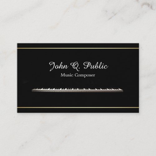 Music Piano Teacher Composer Professional Elegant Business Card