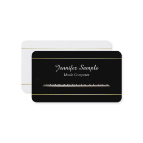 Music Piano Teacher Composer Professional Elegant Business Card