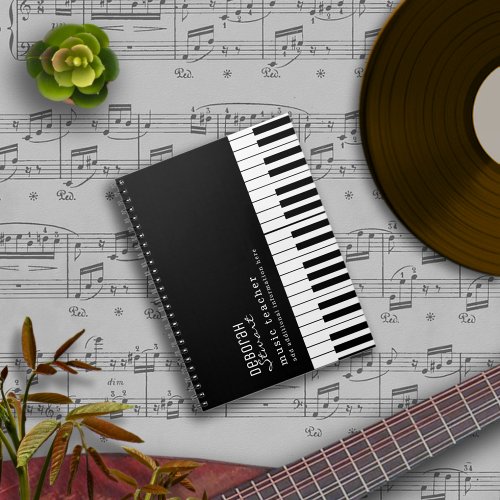 Music Piano Teacher Elegant Black Notebook