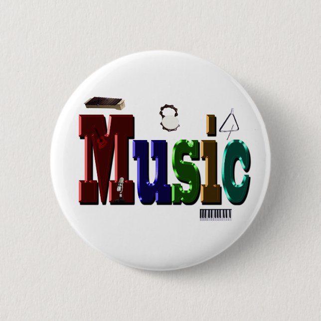 Music Picture Logo With Instruments,   Button (Front)
