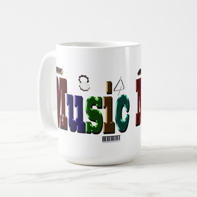 Music Picture Logo With Instruments,  Coffee Mug (Front Left)