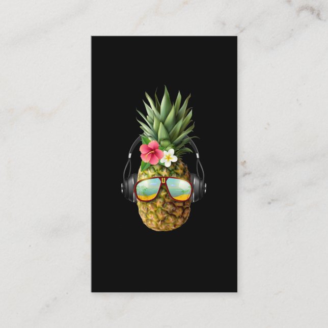 Music Pineapple Sunglasses Headphones Aloha Hawaii Business Card (Front)