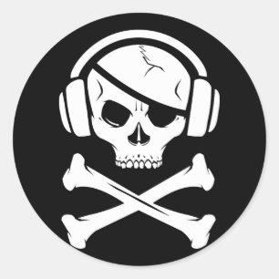 Music Pirate Piracy anti-riaa icon Classic Round Sticker