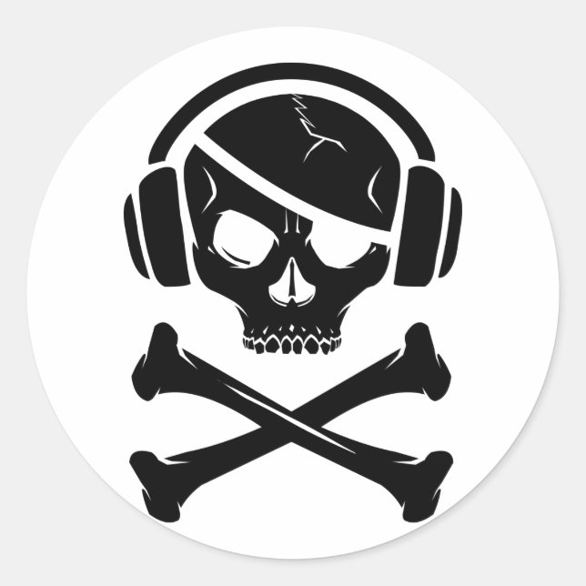 Music Pirate Piracy anti-riaa icon Classic Round Sticker (Front)