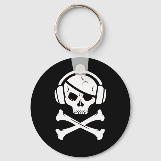 Music Pirate Piracy anti-riaa logo Keychain (Front)