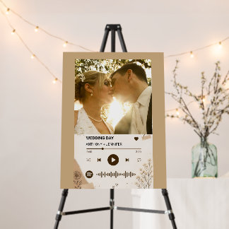 Music Play Couples Photo Floral Modern Wedding Foam Board