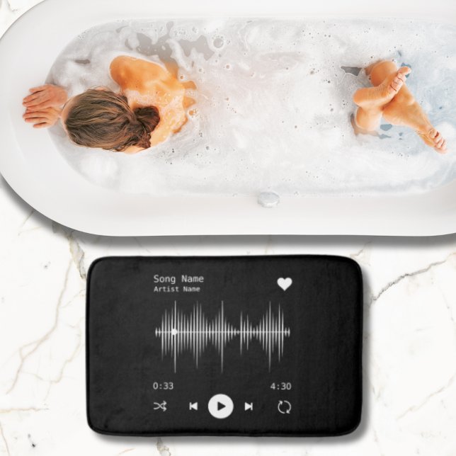 Music Player Artist and Song Personalized Black Bath Mat (Creator Uploaded)