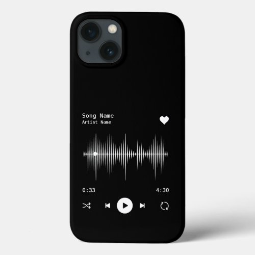 Music Player Artist and Song Personalized Black iPhone 13 Case