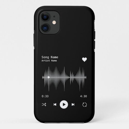 Music Player Artist and Song Personalized Black iPhone 11 Case