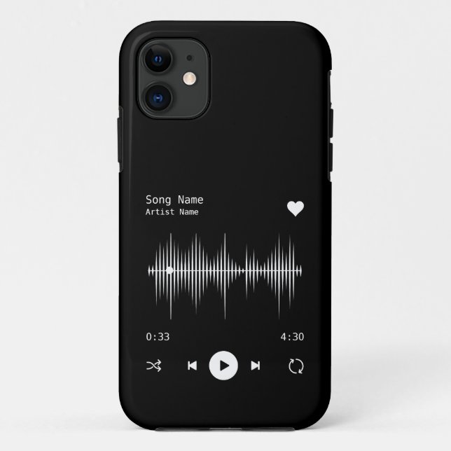 Music Player Artist and Song Personalized Black Case-Mate iPhone Case (Back)
