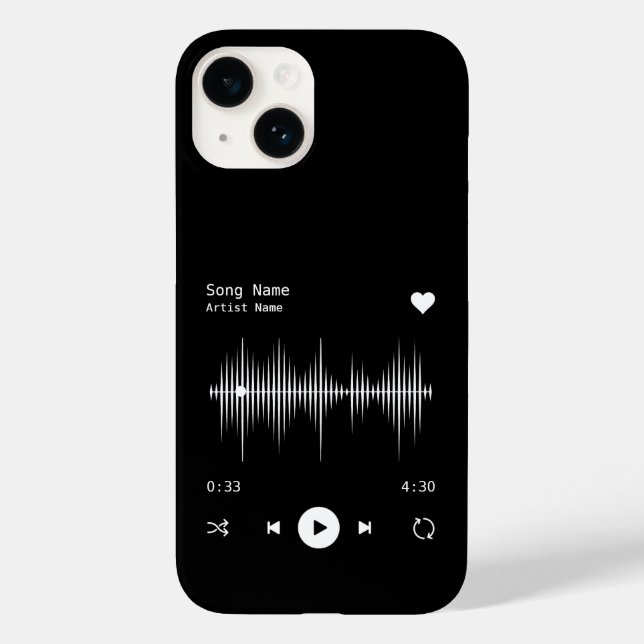 Music Player Artist and Song Personalized Black Case-Mate iPhone Case (Back)
