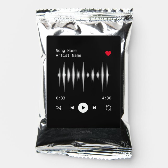 Music Player Artist and Song Personalized Black Coffee Drink Mix (Front)