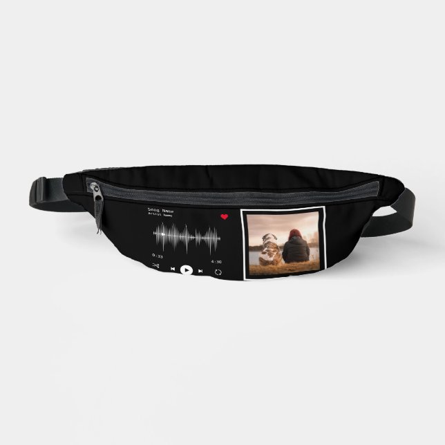 Music Player Artist and Song Personalized Black Fanny Pack (Front)