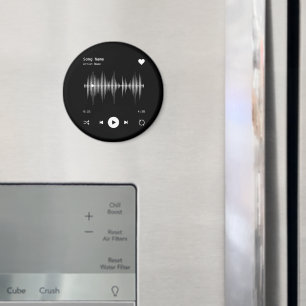 Music Player Artist and Song Personalized Black Magnet