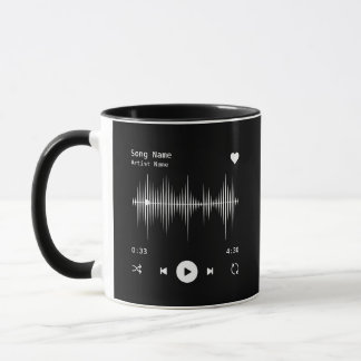Music Player Artist and Song Personalized Black Mug