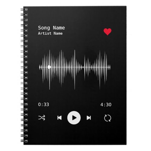 Music Player Artist and Song Personalized Notebook