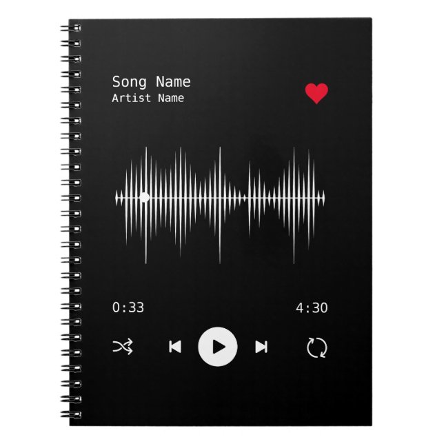 Music Player Artist and Song Personalized Notebook (Front)