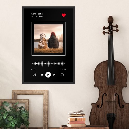 Music Player Artist and Song Personalized Photo Framed Art