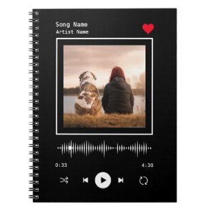Music Player Artist and Song Personalized Photo Notebook