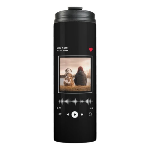 Music Player Artist and Song Personalized Photo Thermal Tumbler