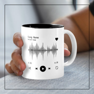 Music Player Artist and Song Personalized White Two-Tone Coffee Mug