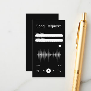 Music Player Black Song Request Card
