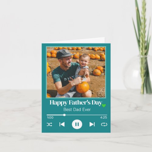 Music Player Fathers Day Best Dad Ever Turquoise   Card