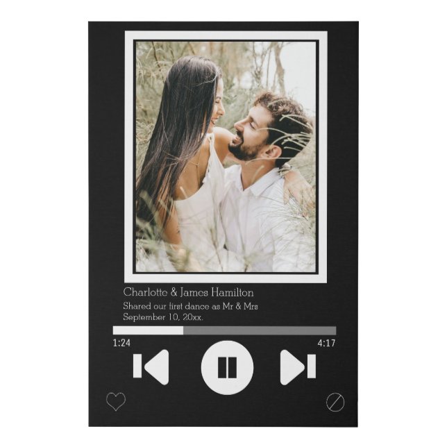 Music Player First Dance Photo Faux Canvas Print (Front)