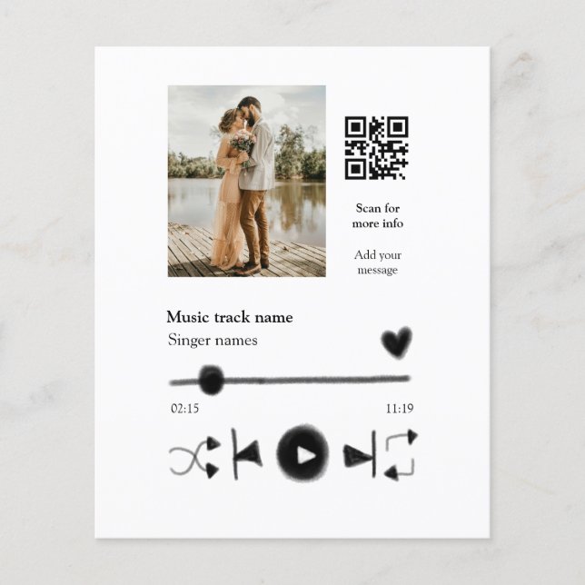 Music player personalized couple love q r code tex (Front)