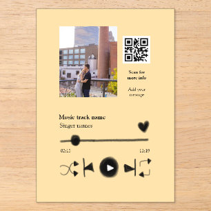 Music player personalized couple love q r code tex acrylic invitations