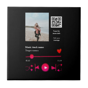 Music player personalized couple love q r code tex ceramic tile
