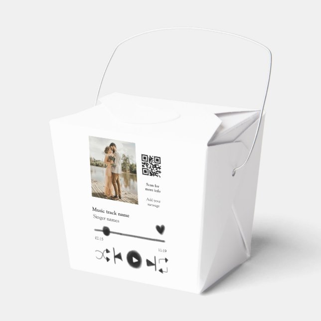 Music player personalized couple love q r code tex favor boxes (Front Side)