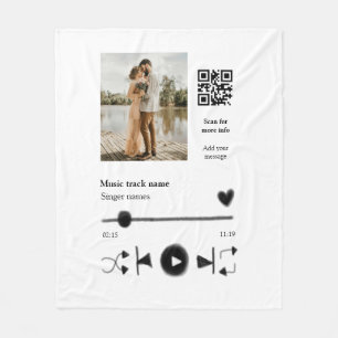 Music player personalized couple love q r code tex fleece blanket