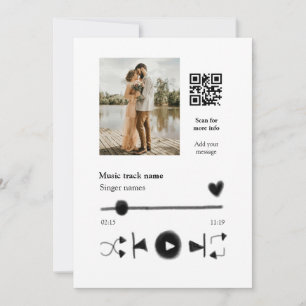 Music player personalized couple love q r code tex holiday card