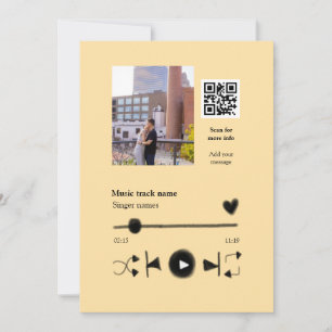 Music player personalized couple love q r code tex invitation