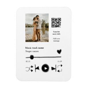 Music player personalized couple love q r code tex magnet