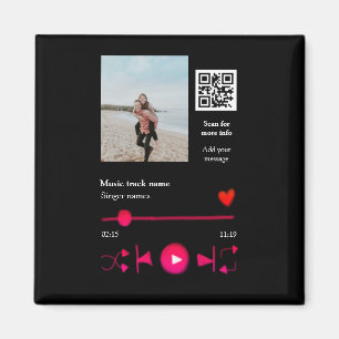 Music player personalized couple love q r code tex magnet