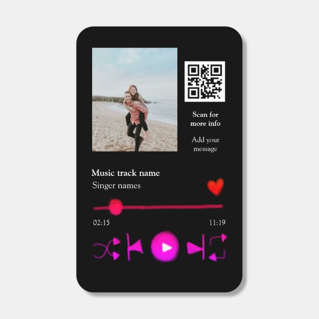 Music player personalized couple love q r code tex matchboxes (Front)